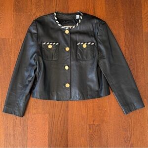 Vintage 80s Black Leather Jacket by Evan Davies size 14